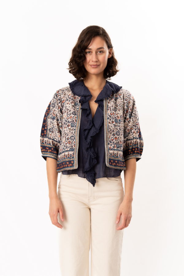 M.A.B.E Cass Print Jacket - Indigo/Rust