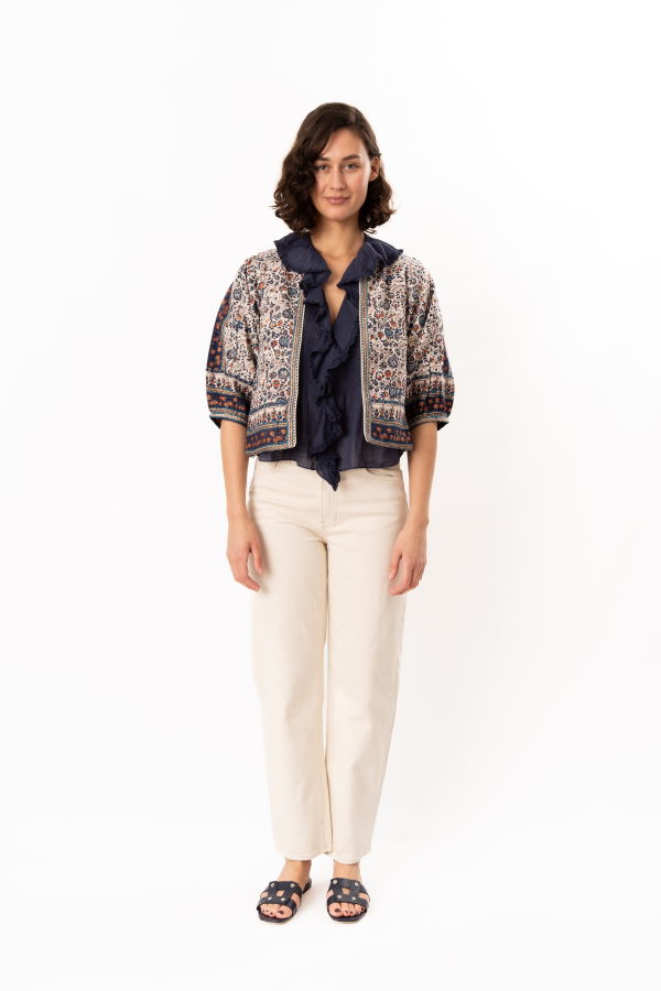 M.A.B.E Cass Print Jacket - Indigo/Rust