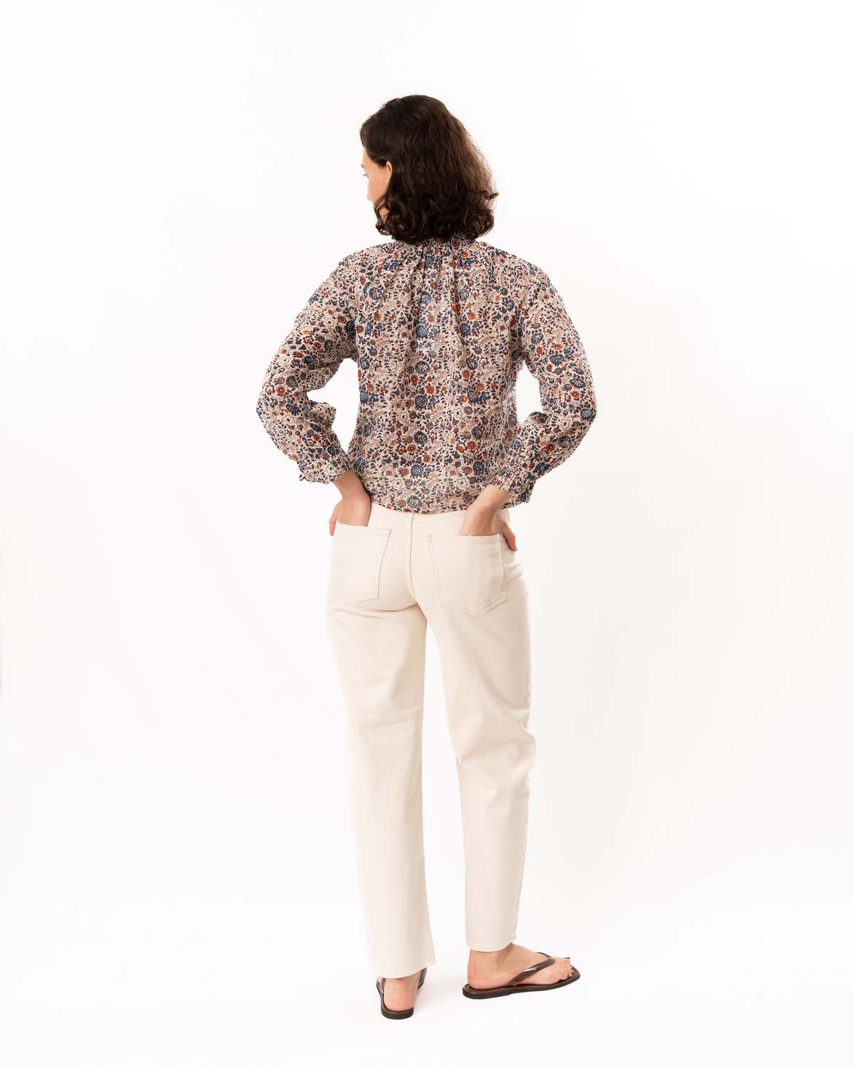 M.A.B.E Cass Print Long Sleeve Top - Indigo/Rust - Image 4 of 6