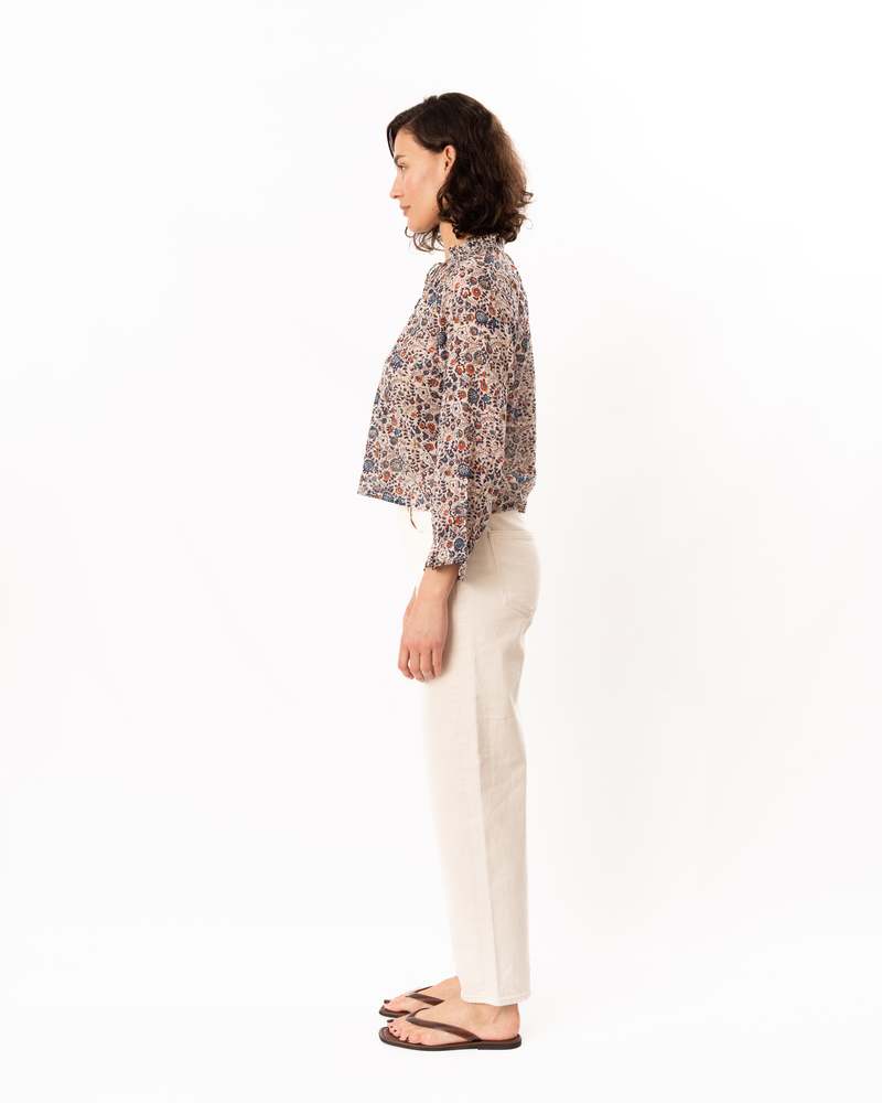 M.A.B.E Cass Print Long Sleeve Top - Indigo/Rust