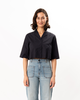 ELLIOTT LAUREN Cropped Poplin Shirt - Navy - Thumbnail 1