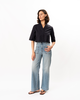 ELLIOTT LAUREN Cropped Poplin Shirt - Navy - Thumbnail 3