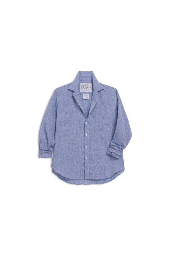 Frank & Eileen Eileen Relaxed Button-Up Shirt - Blue Linen Hearts