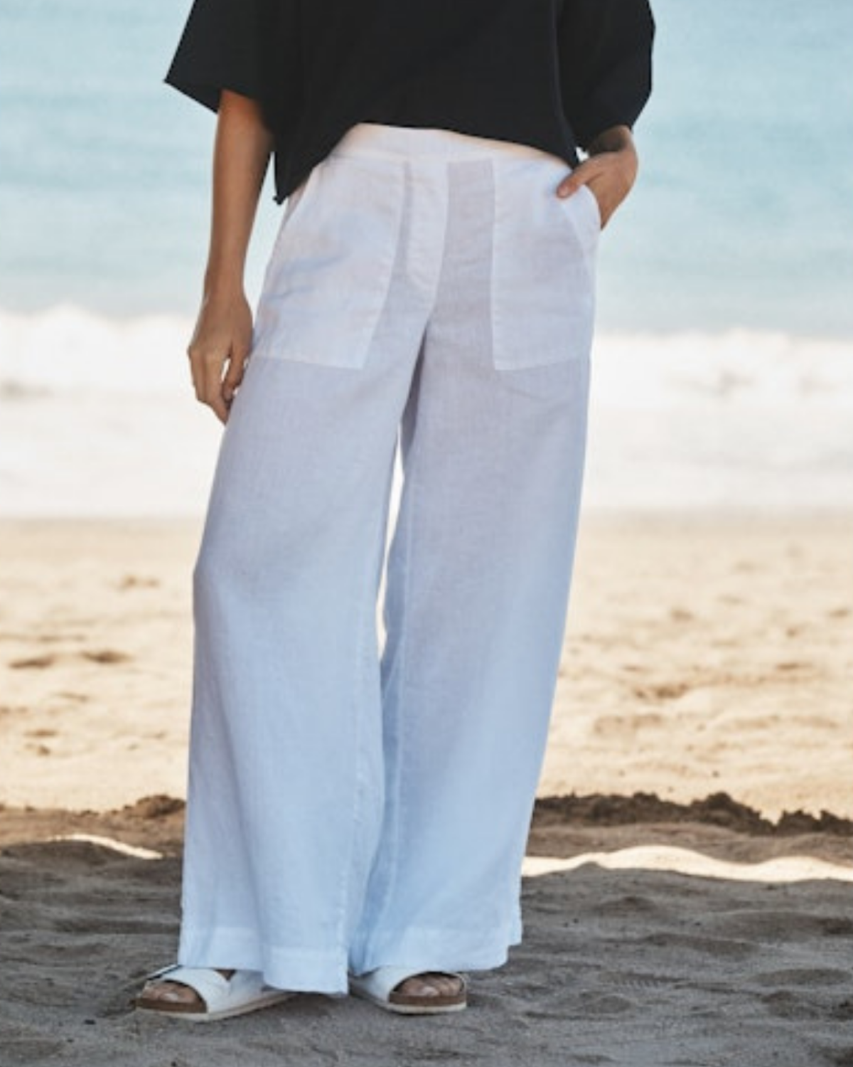 Frank & Eileen Madeline Patch Pocket Pull-On Pant - White - Image 1 of 1