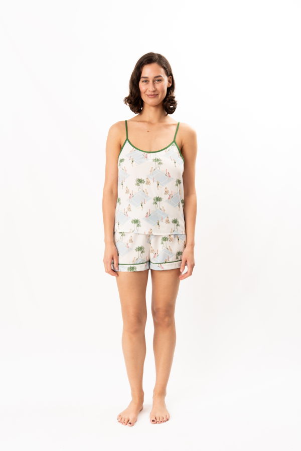 Katie Kime Palm Courts Cami Shorts Set - Palm Courts