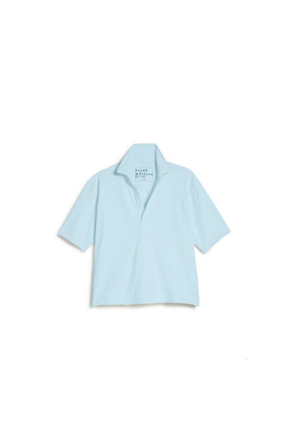 Frank & Eileen Patty Popover S/S Henley Top - Dive Blue
