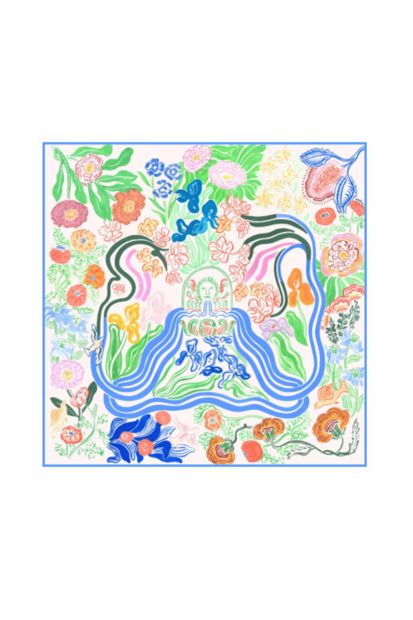 PETITJEAN PARIS Silk Carré Scarf - Fountain & Fig Tree