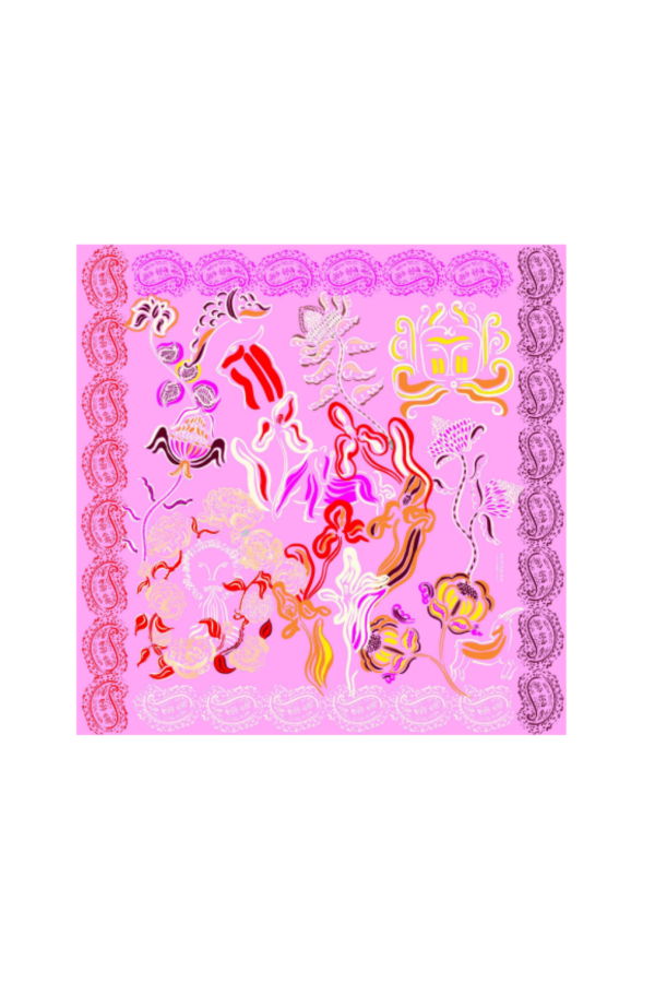 PETITJEAN PARIS Silk Carré Scarf - Cabro D’Or Pink