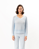 ELLIOTT LAUREN V-Neck Pointelle Sweater - Ice Blue - Thumbnail 1