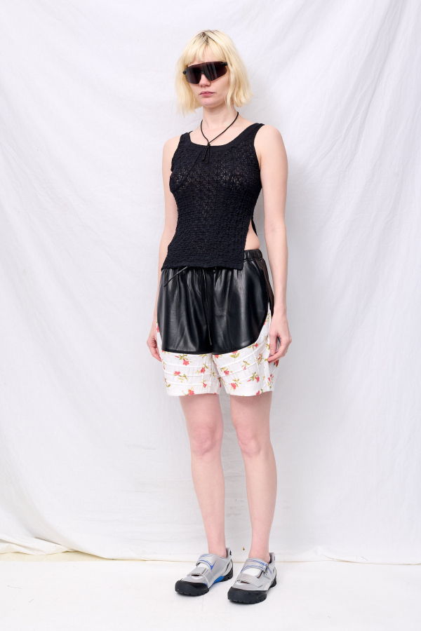 Zimo Black Lace Jersey Twist Tank Top