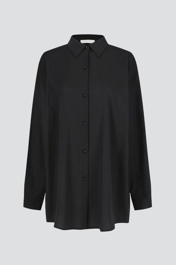 AMOMENTO Black Sheer Cotton Classic Shirt