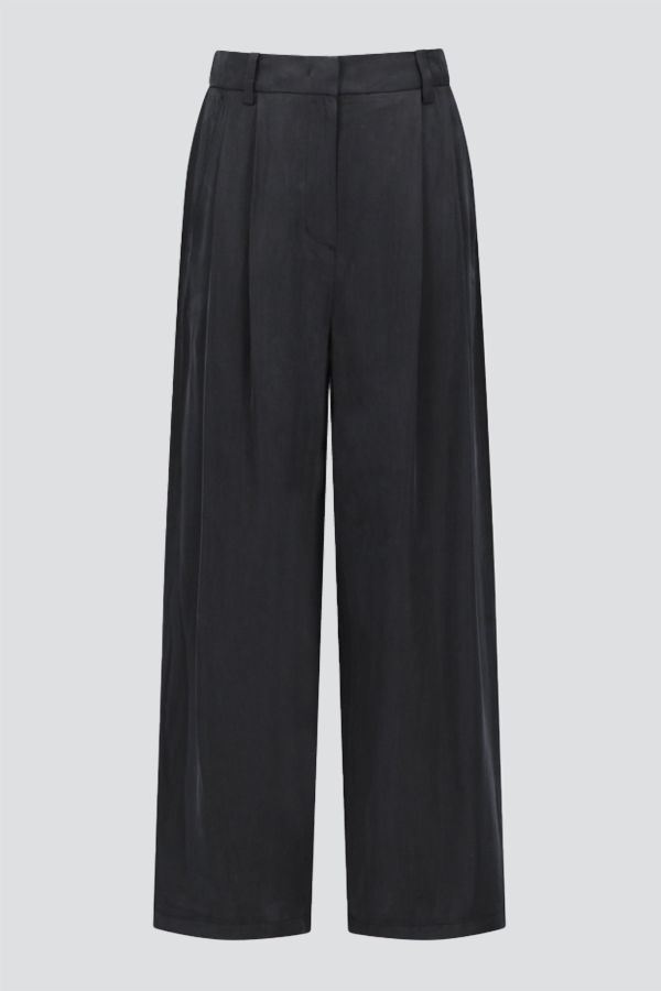 AMOMENTO Two Tuck Cupro Wide Pants