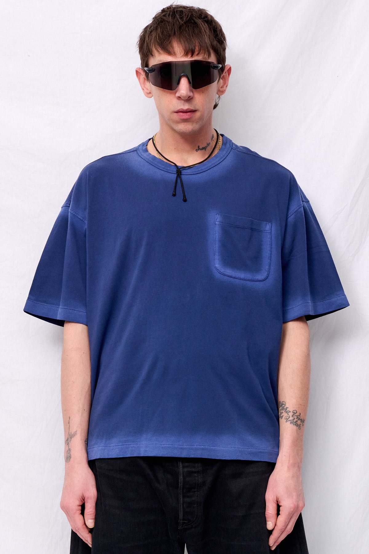YMC Blue Triple Pocket T-Shirt - Image 1 of 7