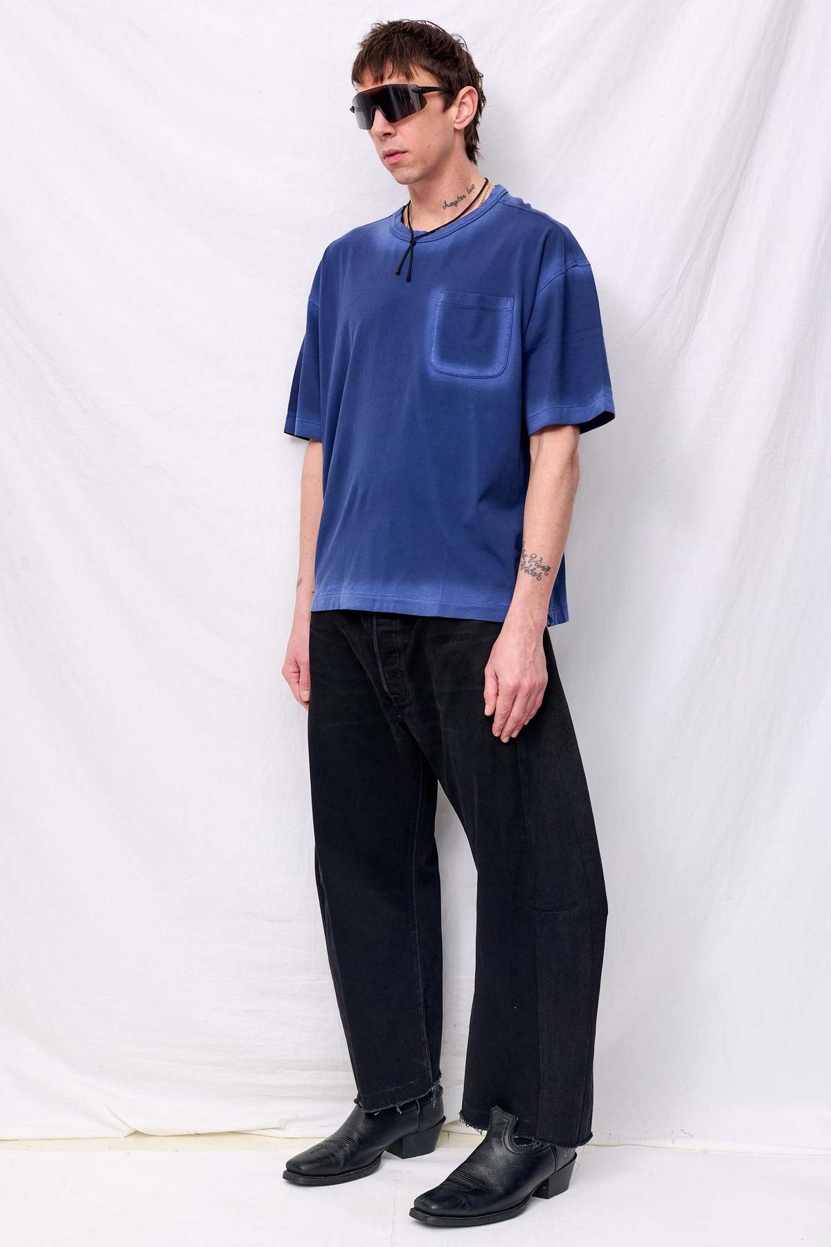 YMC Blue Triple Pocket T-Shirt - Image 5 of 7