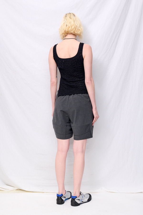 Zimo Grey Double TR Pintuck Cocoon Shorts
