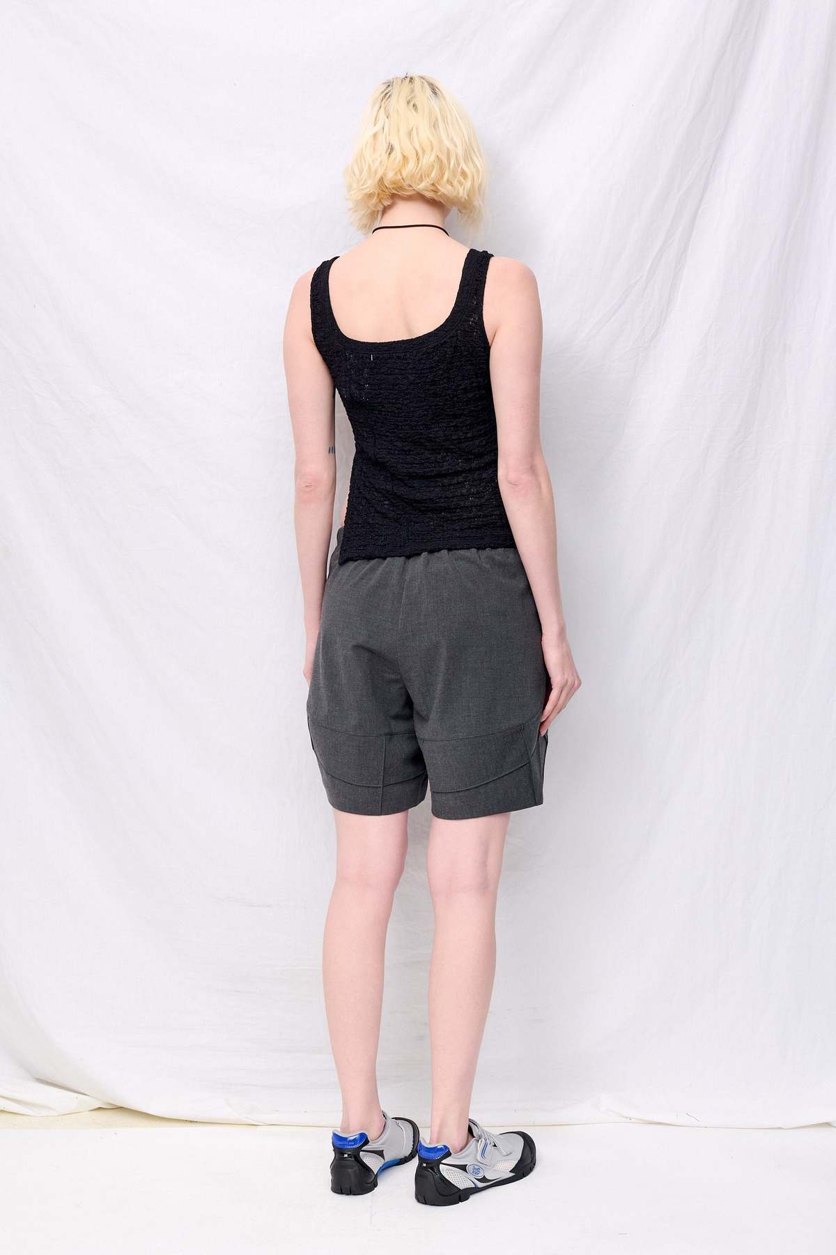 Zimo Grey Double TR Pintuck Cocoon Shorts - Image 2 of 3