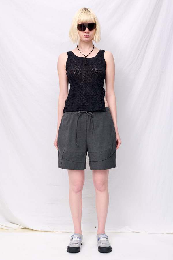 Zimo Grey Double TR Pintuck Cocoon Shorts