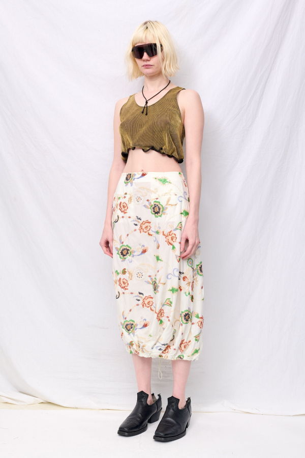 Zimo Olive Coleman Skin Jersey Ruffle Hem Top - Olive