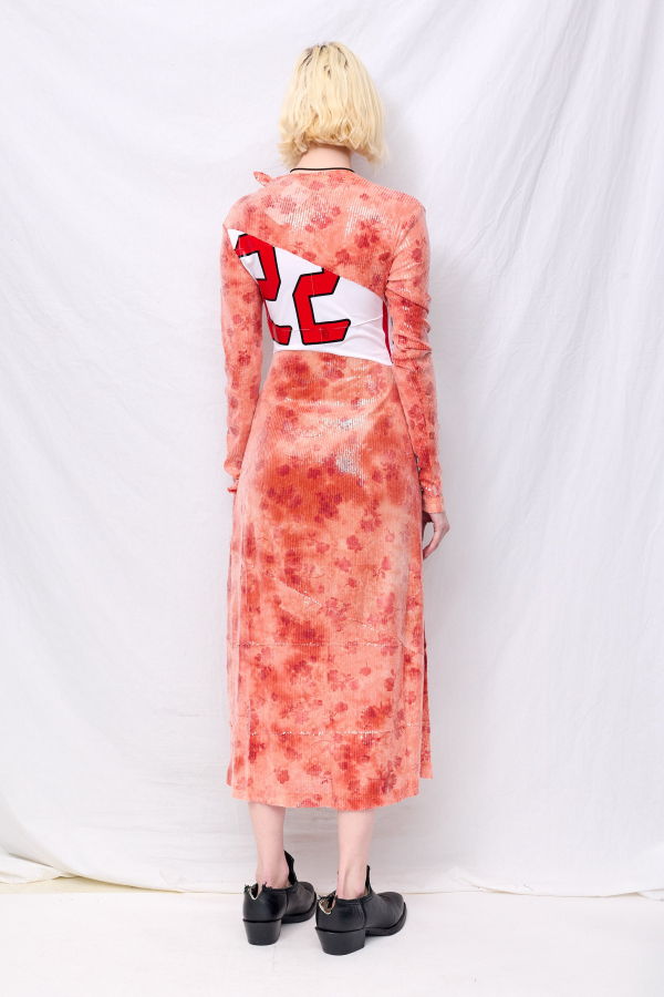 Zimo Orange Sunkissed Sequins Football Knots Dress