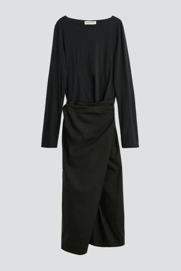 Our Legacy Void Black Clean Jersey Twisted Dress