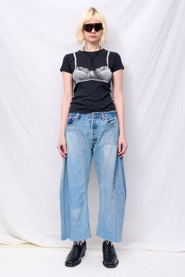 Vaquera Washed Black Bra Baby Tee Knit Top