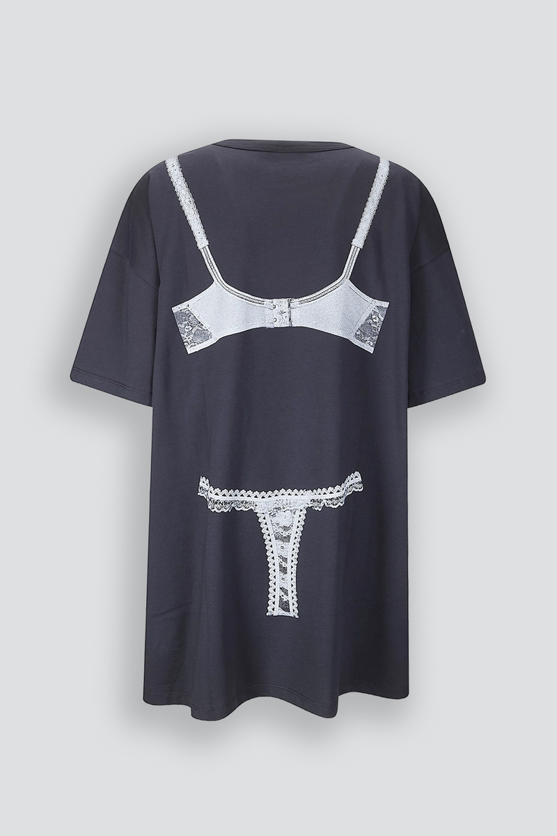 Vaquera Trompe L'Oeil Tall Tee Knit Dress - Washed Black