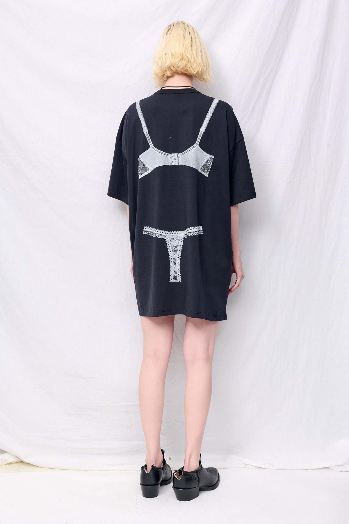 Vaquera Trompe L'Oeil Tall Tee Knit Dress - Washed Black - Image 6 of 6