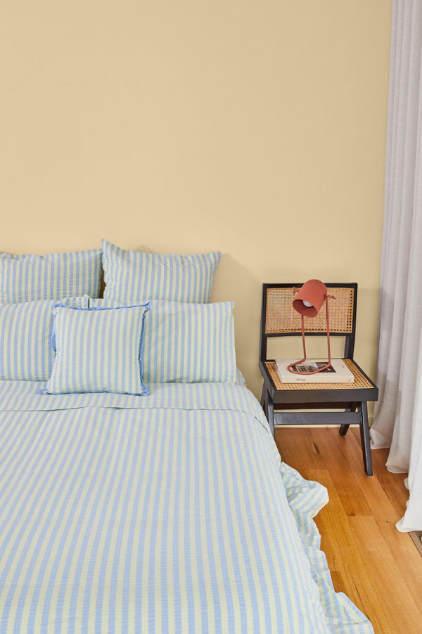 Mosey Me Butter Blue Seersucker Square Cushion