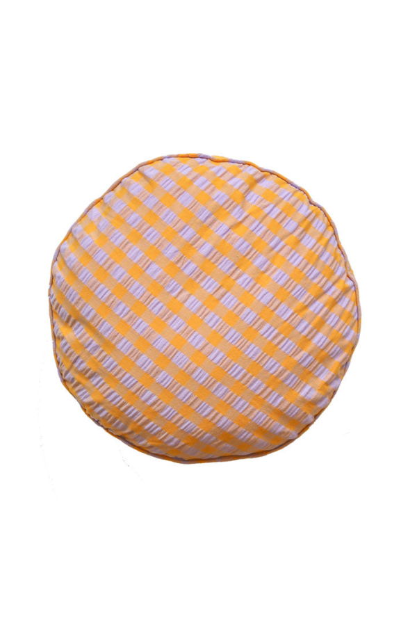Mosey Me Kumquat Bloom Seersucker Round Cushion