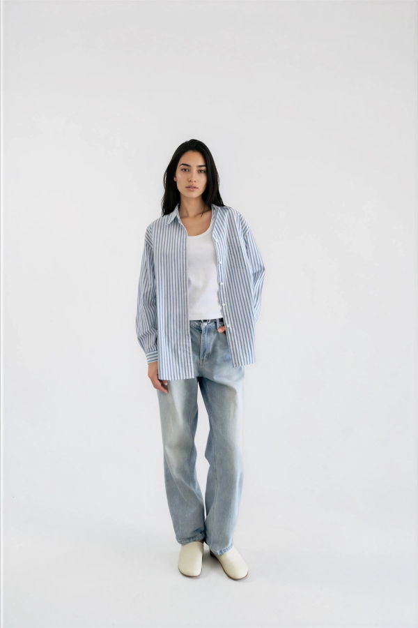 It Is Well L.A. Oversized Stripe Button Down Shirt