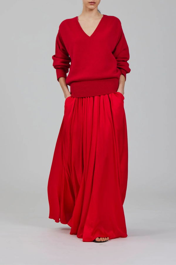 SASUPHI Frida Viscose Maxi Skirt - Red