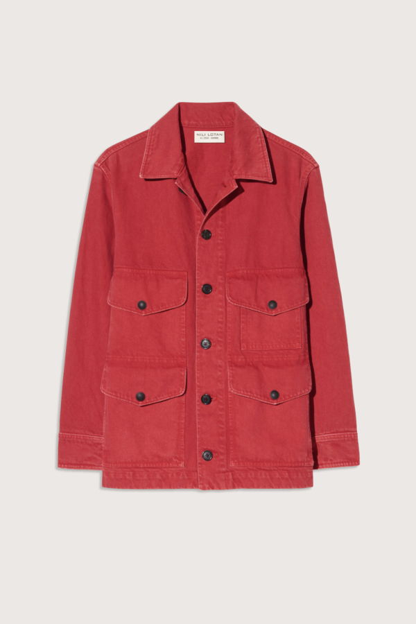 Nili Lotan Leroy Barn Soft Denim Jacket - Scarlet
