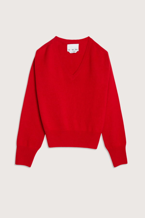 SASUPHI V-Neck Cashmere Sweater - Vivid Red