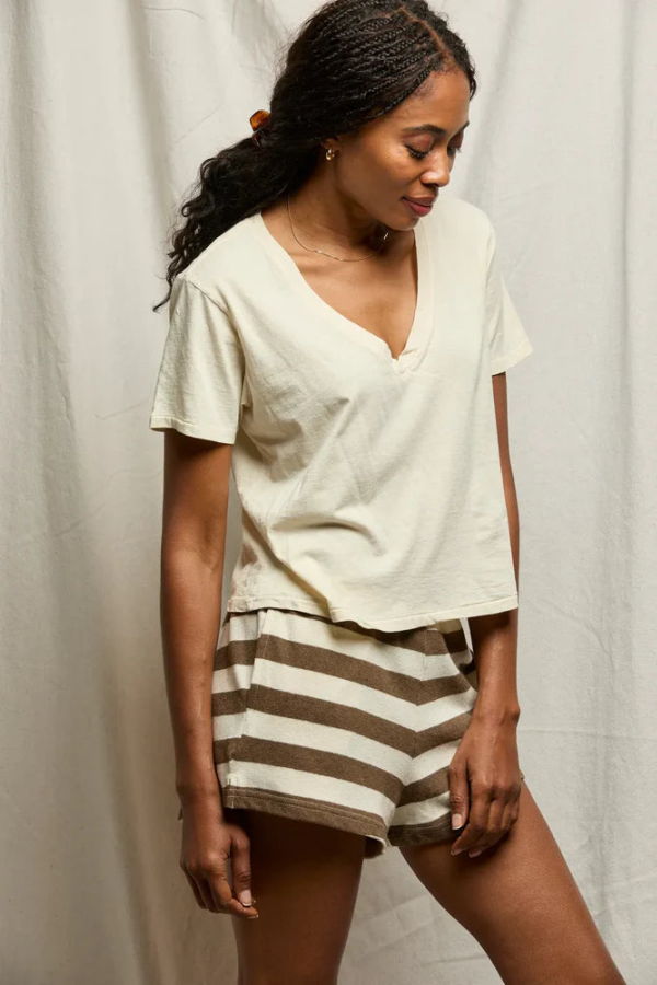 Perfect White Tee Liz Stripe Short