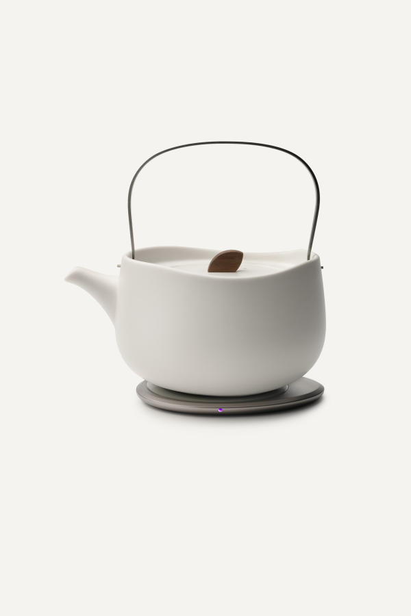 Ohom Inc Leiph Self-Heating Teapot Set - Jasmine White