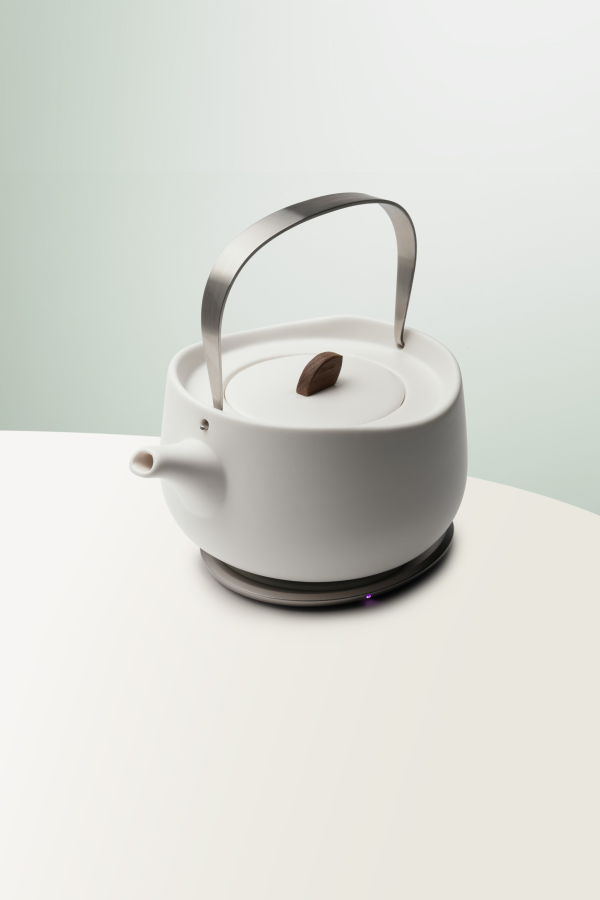 Ohom Inc Leiph Self-Heating Teapot Set - Jasmine White