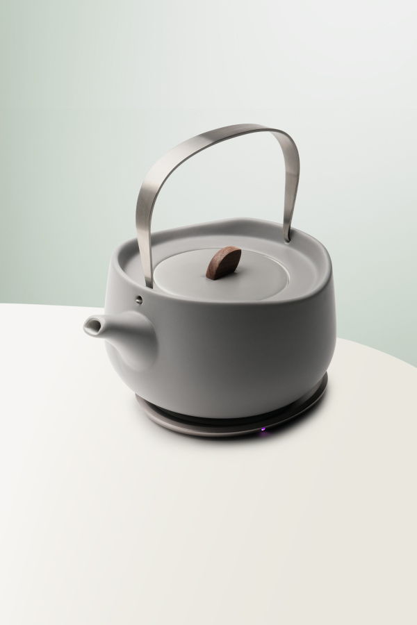 Ohom Inc Leiph Self-Heating Teapot Set - Soft Gray