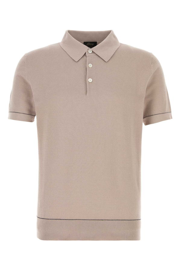 Brioni Antiqued Pink Cotton Polo Shirt Sweater - Pale Pink