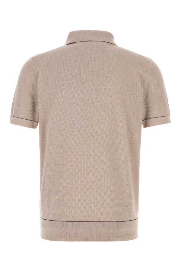 Brioni Antiqued Pink Cotton Polo Shirt Sweater - Pale Pink
