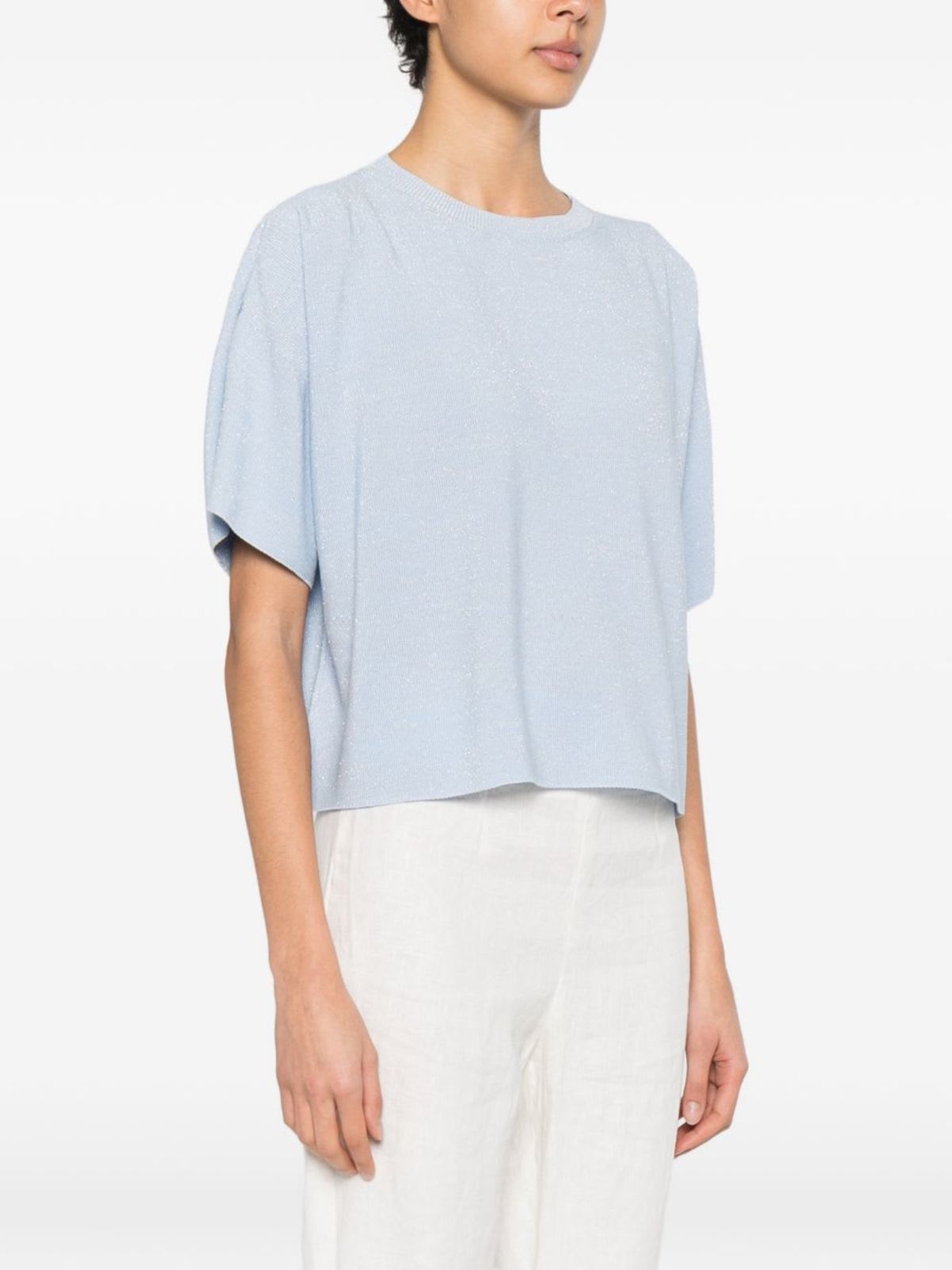 Fabiana Filippi Cotton T-Shirt - Clear Blue - Image 3 of 5
