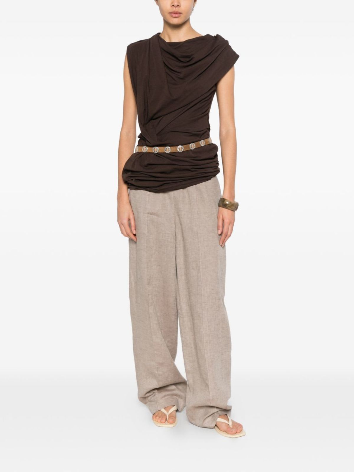 Fabiana Filippi Linen Trousers - Dove Grey - Image 2 of 5