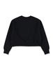 KIDS Off-White Cropped Cotton Heart Print Sweatshirt - Black - Thumbnail 3