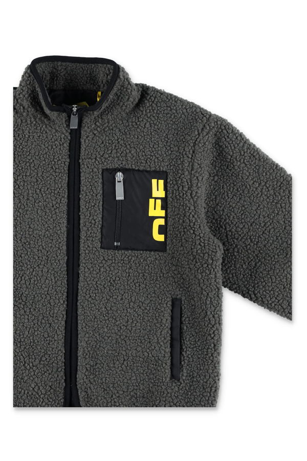 KIDS Off-White Zip Teddy Jacket - Gray