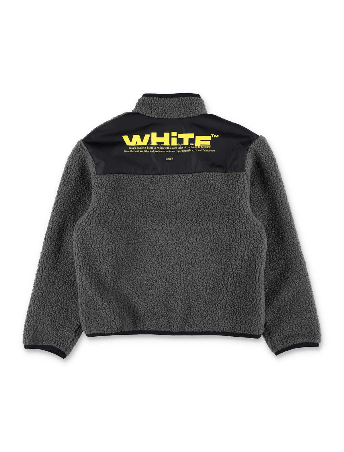 KIDS Off-White Zip Teddy Jacket - Gray - Image 3 of 3