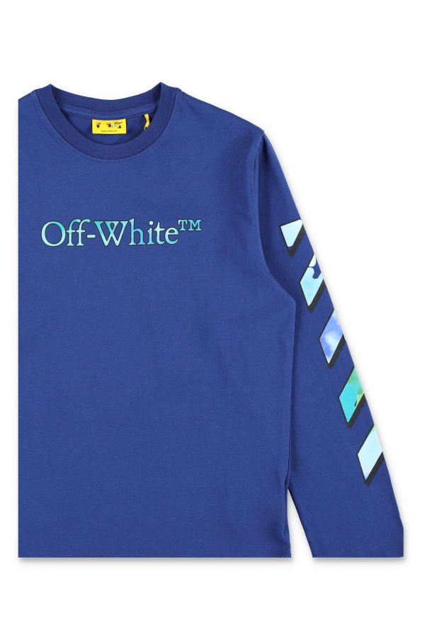KIDS Off-White Logo Stripe Long-Sleeve T-Shirt - Bluette