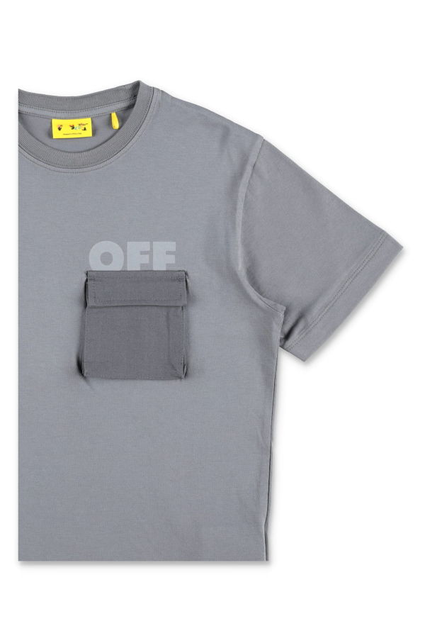 KIDS Off-White T-Shirt With Pocket Top - Gray