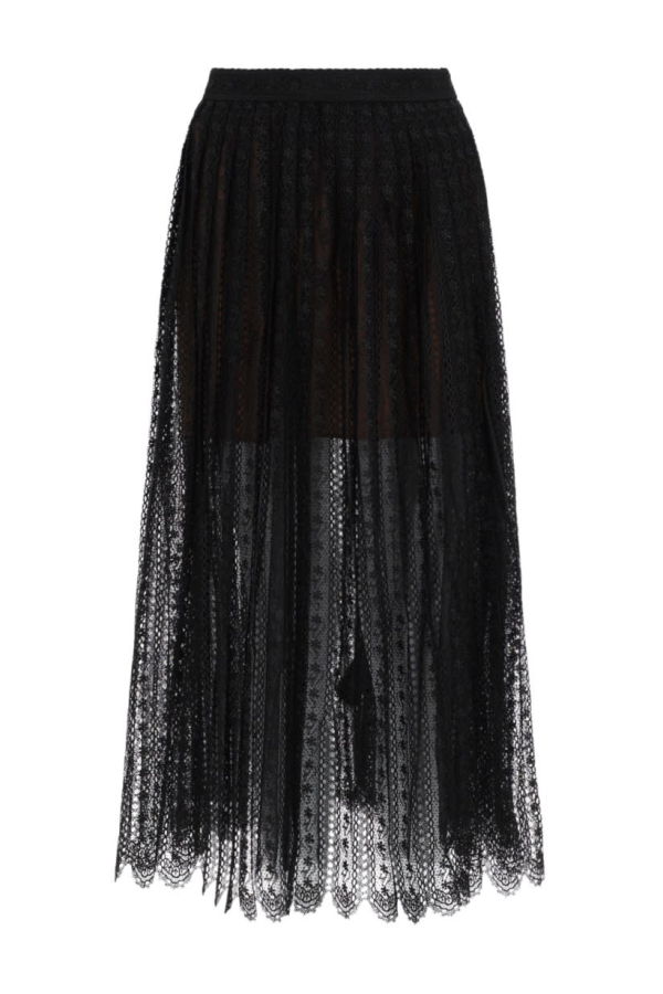 Self-Portrait Lace Midi Skirt - Black