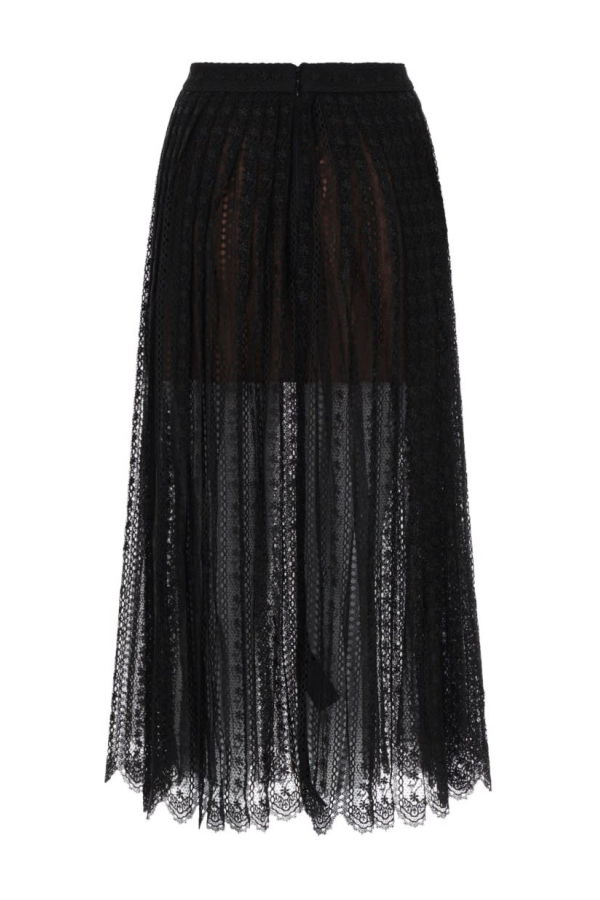 Self-Portrait Lace Midi Skirt - Black