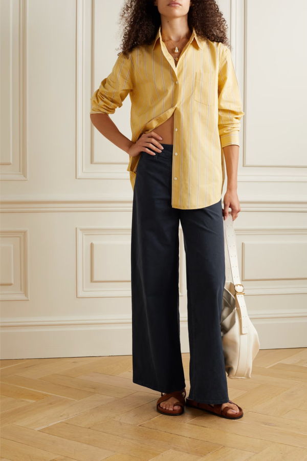 Nili Lotan Megan Cotton-Blend Wide Leg Pants