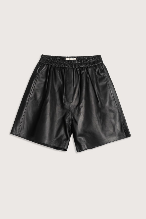 Officine Generale Jona Leather Shorts - Black
